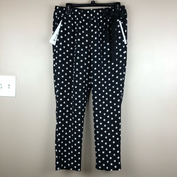 J. Crew Black/White Stars Print Pants. Size 8. - Picture 4 of 8